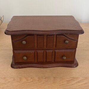 Wooden Jewelry Box with Brass Accents